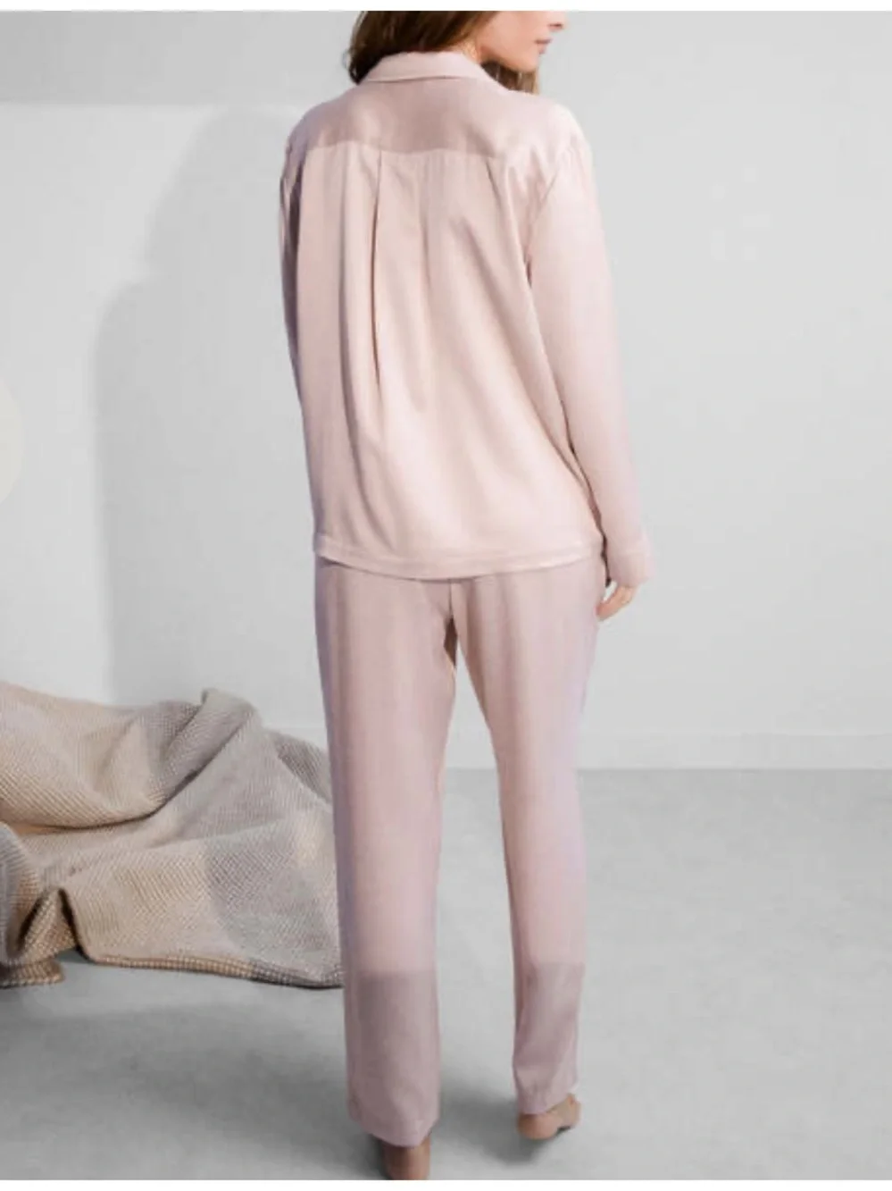 Lunya Washable Silk Pajama pant Delicate Pink Long Sleeve Luxury Set S MWT